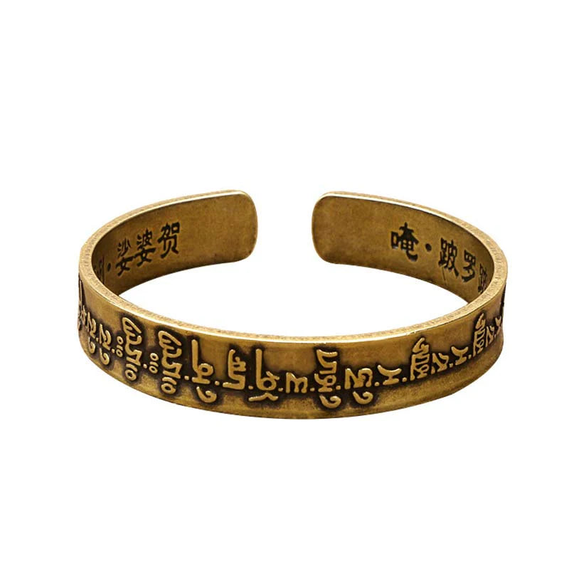 Buddha Stones Tibetan MahÄpratisarÄ Mantra Sanskrit Copper Brass Healing Bracelet Bangle