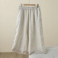 Buddha Stones Commute Retro Plain Lace Patchwork Design 7-8 Length Women's Wide Leg Cotton Pants With Pockets