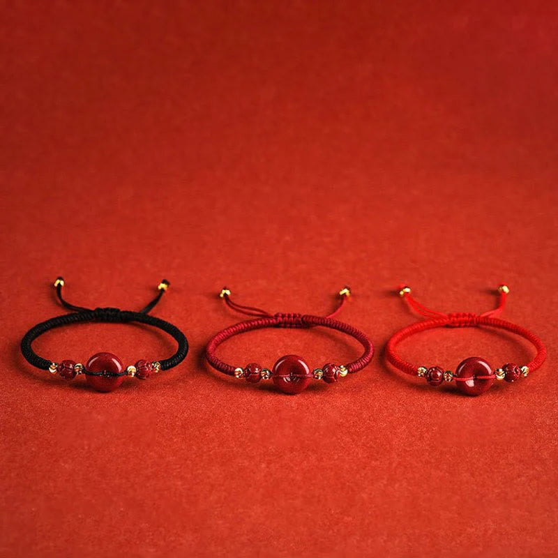 Buddha Stones Handmade Lotus Cinnabar Peace Buckle Blessing Braid Bracelet (Extra 35% Off | USE CODE: FS35)