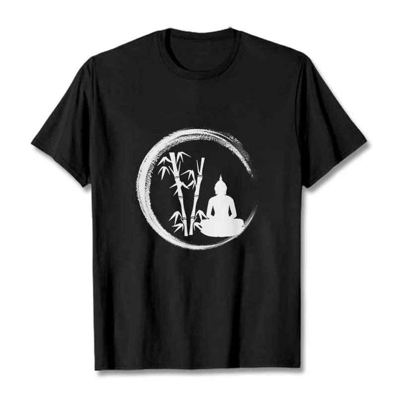 Buddha Stones Zen Buddha Statue Sitting Bamboo Meditation Tee T-shirt