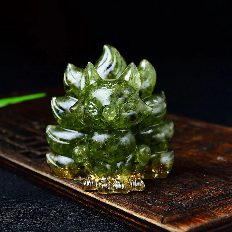 Buddha Stones Natural Various Crystal Strawberry Quartz Amethyst Nine Tailed Fox Protection Home Decoration