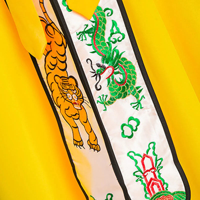 Buddha Stones Wudang Embroidery Dragon Tiger Long Wide Sleeve Unisex Taoist Robe Kimono For Qigong Ceremony