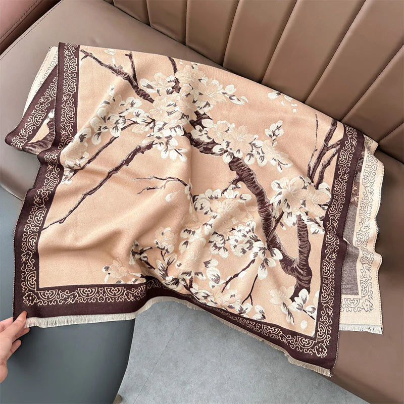 Buddha Stones Fall Peach Blossoms Branches Pattern Soft Scarf Shawl