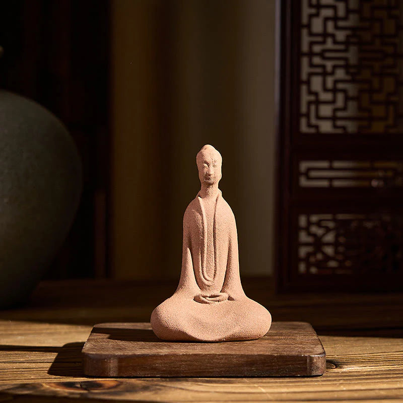 Buddha Stones Sitting Buddha Prayering Ceramic Statue Zen Home Decoration 5*3*8.5cm