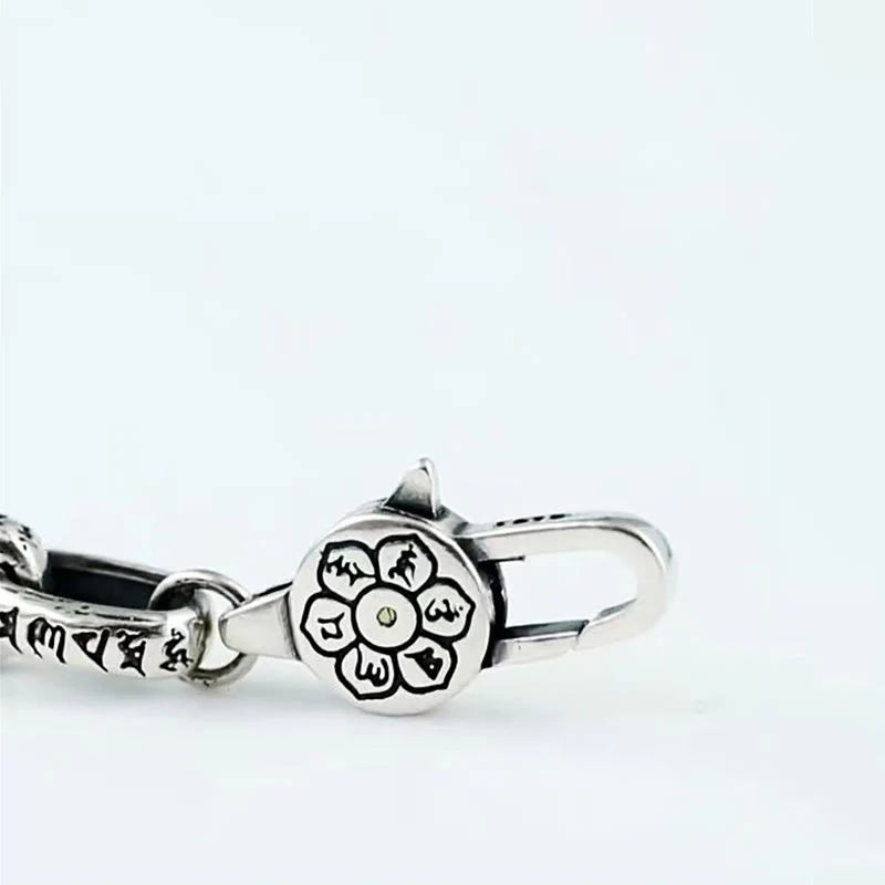 Buddha Stones Om Mani Padme Hum Double Dorje Copper Engraved Wisdom Bracelet