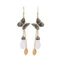Buddha Stones FengShui White Jade Fortune Earrings