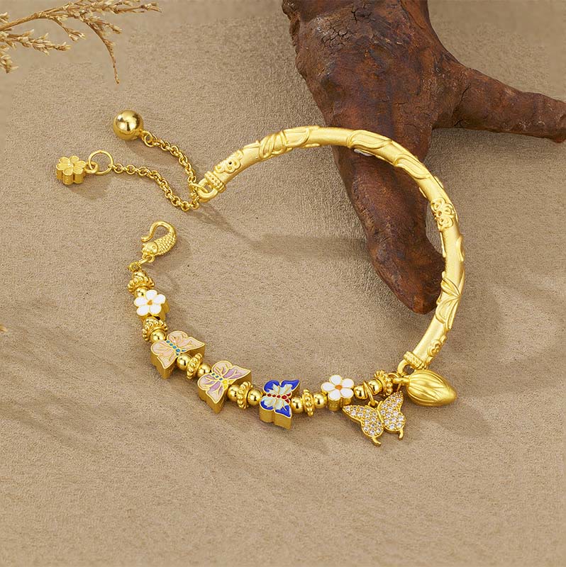 Buddha Stones 925 Sterling Silver Butterfly Flower Balance Bracelet
