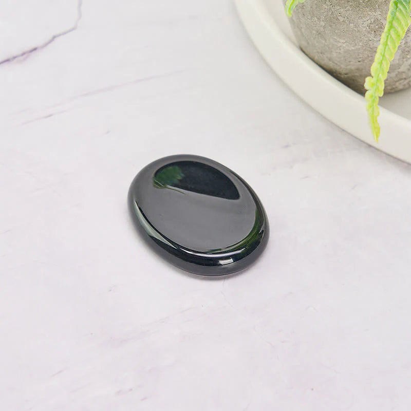 Buddha Stones Protection & Grounding Natural Small Black Obsidian Worry Stone Crystal Decor 3.5*4.5cm