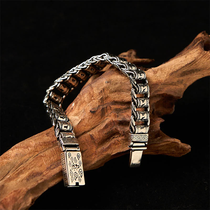 Buddha Stones Tibetan Auspicious Clouds Copper Om Mani Padme Hum Peace Metal Bracelet