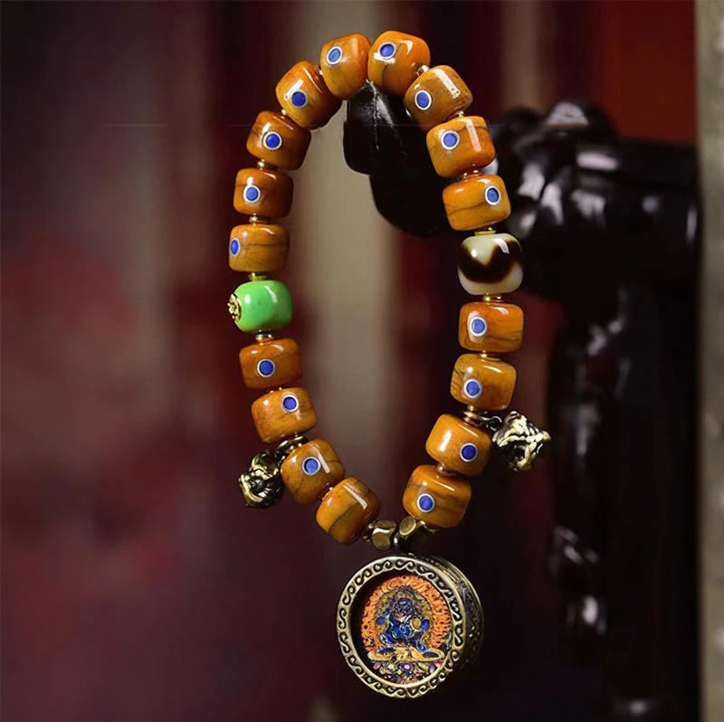 Buddha Stones Vintage Tibetan Bone Beads Braided Rope Positive Balance Bracelet