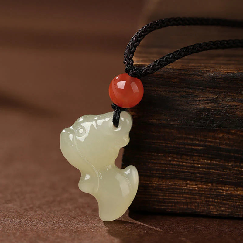 Buddha Stones Chinese Zodiac Year Of The Horse Jade South Red Agate Prosperity Necklace Pendants