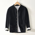 Buddha Stones Fall Solid Long Sleeve Buttons Men's Ramie Cotton Shirt With Pockets