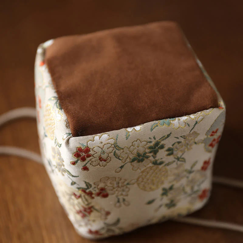 Buddha Stones Flowers Pattern Small Jewelry Storage Gift Bag 8*8*8cm