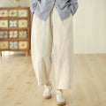 Buddha Stones Simple Lines Design Ankle-Length Cotton Women's Harem Pants With Pockets