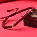 Buddha Stones Handmade Cinnabar Om Mani Padme Hum Heart Sutra Blessing Braided Bracelet