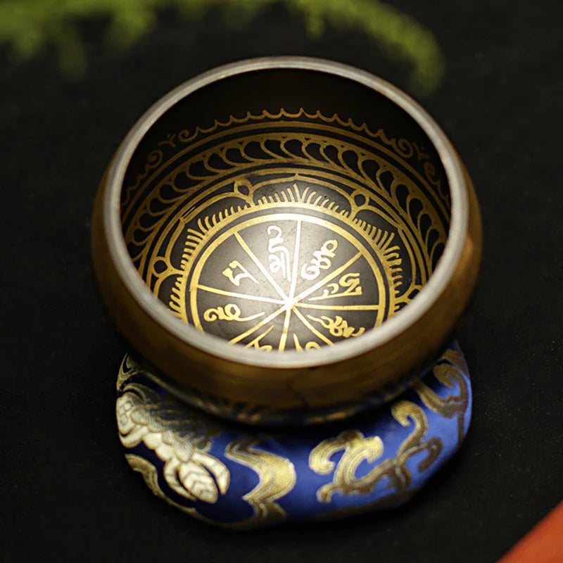Buddha Stones Tibetan Meditation Sound Bowl Handcrafted for Healing and Mindfulness Support Protection Singing Bowl Set