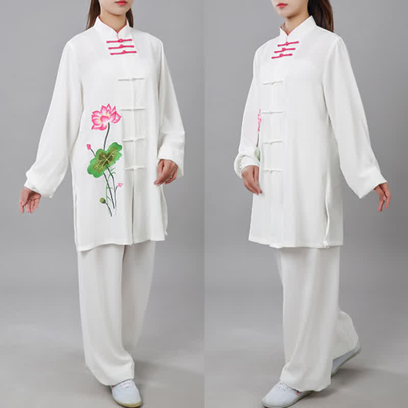 Buddha Stones Lotus Flower Leaf Pattern Tai Chi Meditation Prayer Spiritual Zen Practice Clothing Women's Set (Extra 30% Off | USE CODE: FS30)