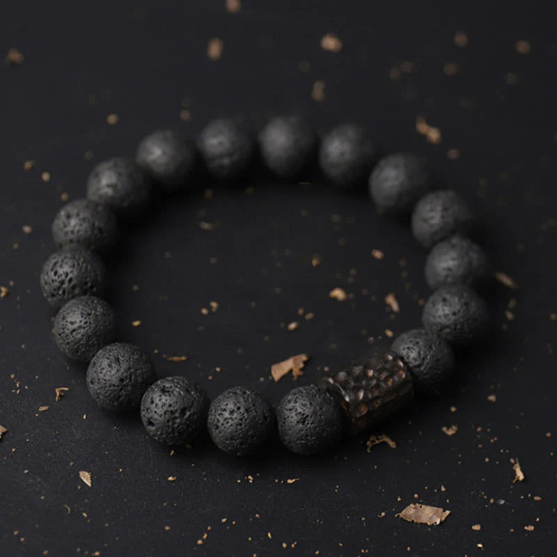 Buddha Stones Wishing Strength to Rise from Within Lava Rock Bracelet Includes Gift Message Card