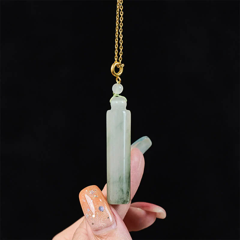 Buddha Stones Cylinder Pattern Jade Luck Necklace Pendant