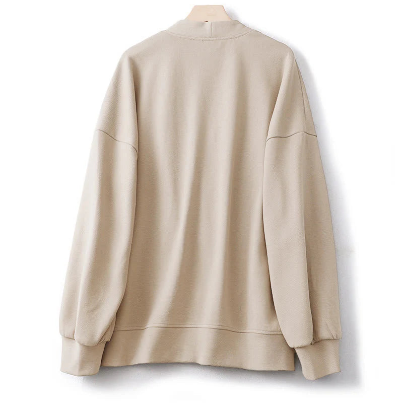 Buddha Stones Plain Buttons Women's Cotton Long Sleeve Jacket