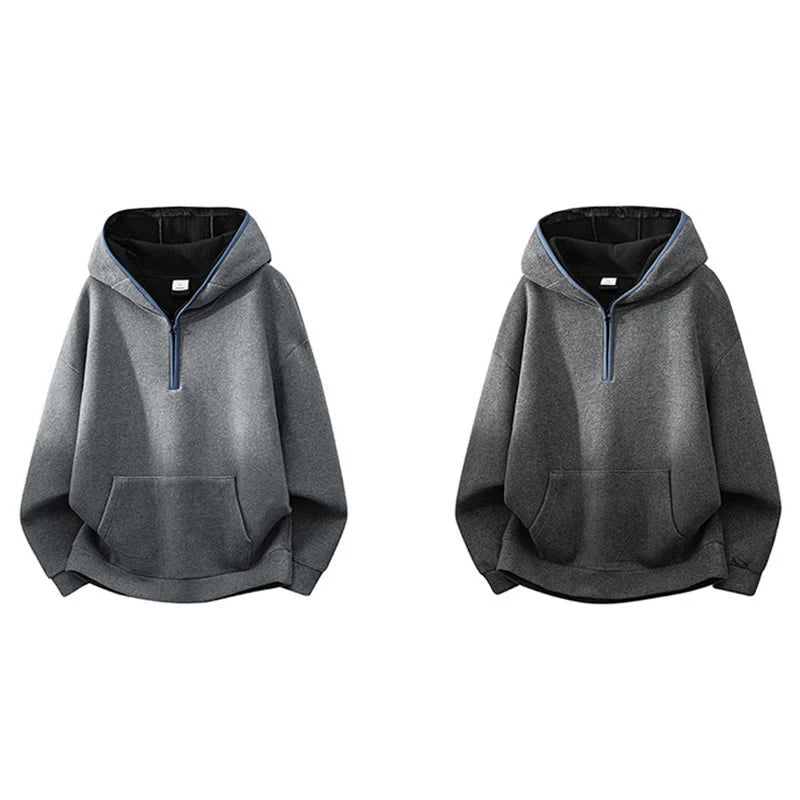 Buddha Stones Fall Winter Zipper Design Fleece Lined Long Sleeve Cotton Men's Hoodie