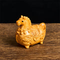 Buddha Stones Mini Year of the Horse Lotus Ebony Linden Wood Green Sandalwood Decoration 5.5*5*3.2cm
