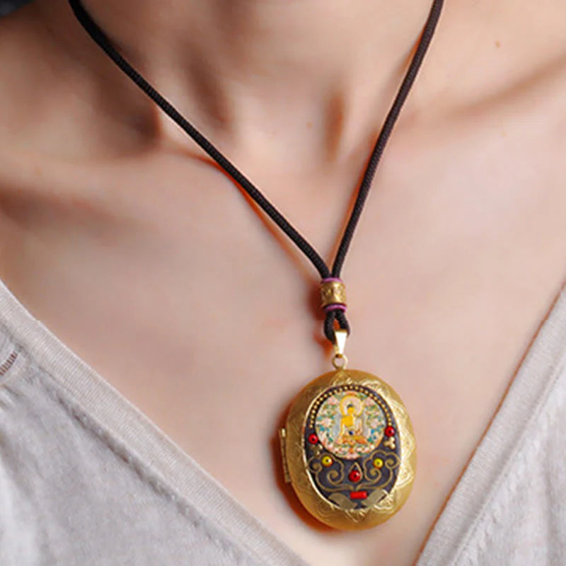 Buddha Stones Copper Kwan Yin Avalokitesvara Zakiram Wealth Pendant Necklace
