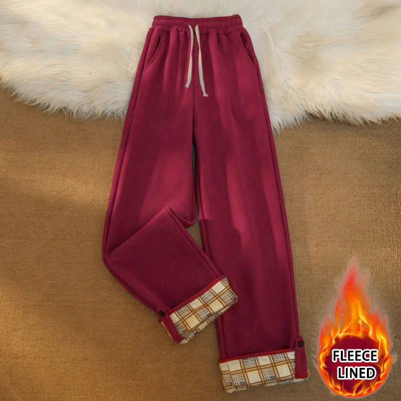 Buddha Stones Women's Patchwork Cotton Corduroy Fleece-Lined Wide Leg Pants With Pockets