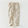 Buddha Stones Fall Solid Drawstring Elastic Waist Men's Linen Ankle-Length Pants With Pockets