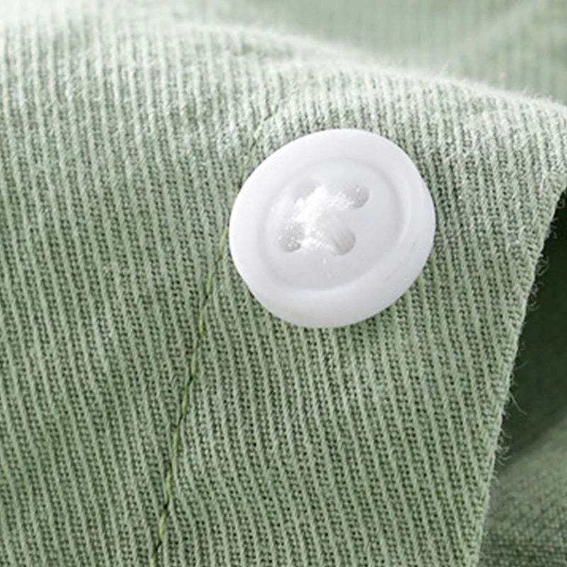 Buddha Stones Summer Buttons Down Two Decorative Pockets Men's Half Sleeve Cotton Shirt