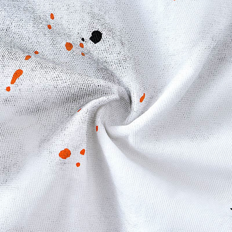Buddha Stones Summer Ink Splashing Color Men's Button Short Sleeve Cotton Shirt