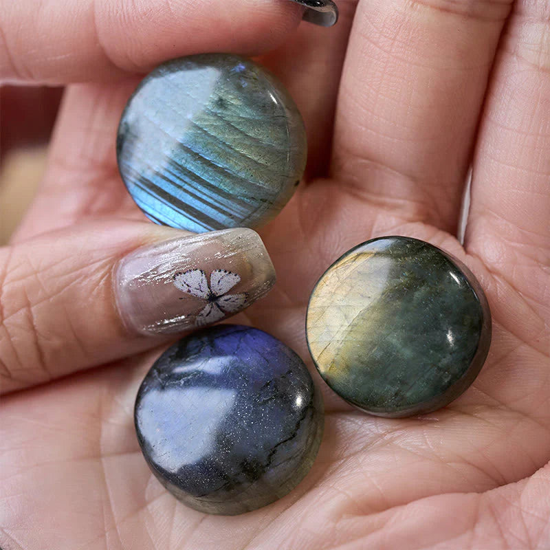 Buddha Stones Natural Round Labradorite Healing Figurine Decoration