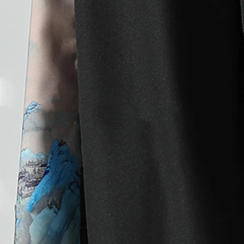 Buddha Stones Mountains Rivers Pattern Men's Wide Leg Pants With Pockets