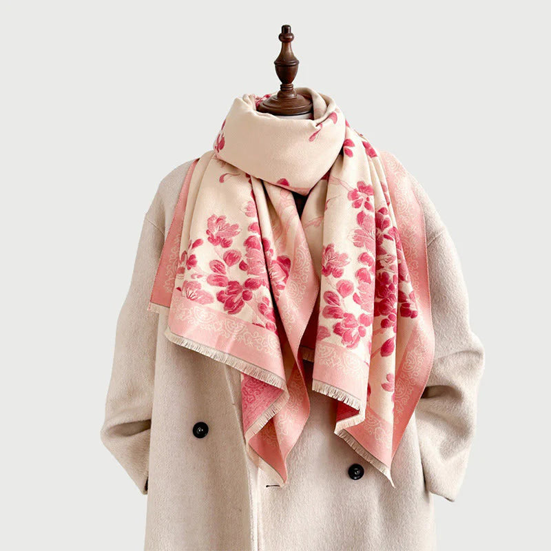 Buddha Stones Fall Peach Blossoms Branches Pattern Soft Scarf Shawl
