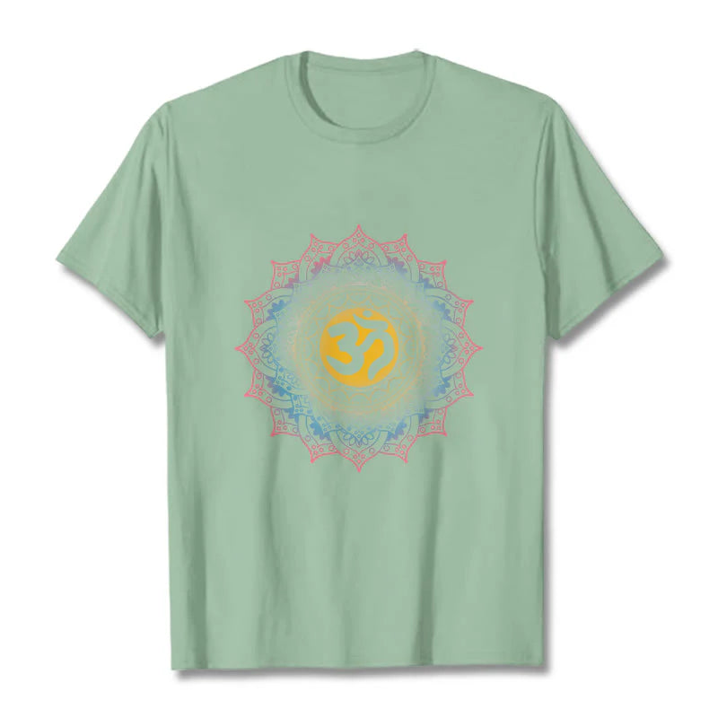 Buddha Stones Color Gradient Mandala OM Pattern Tee T-shirt