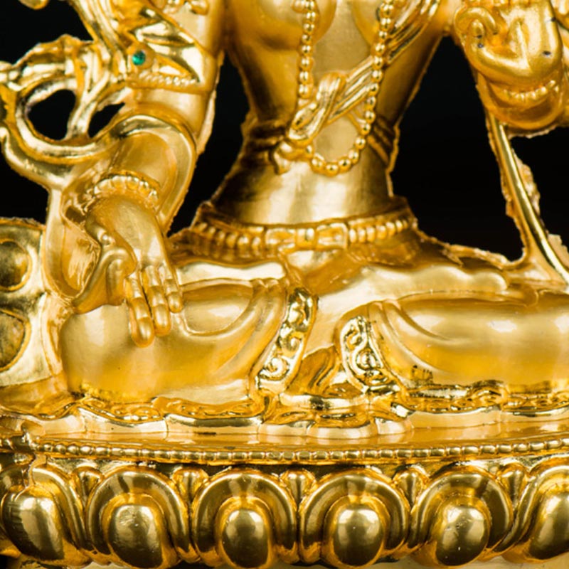 Buddha Stones Bodhisattva White Tara Hope Protection Gold Plated Statue Decoration