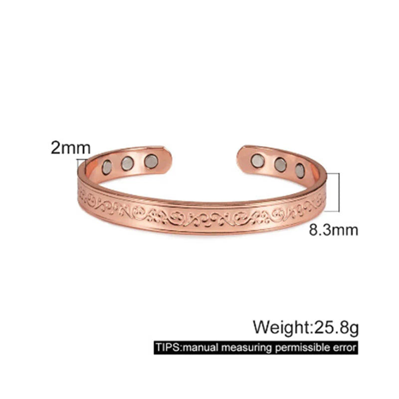 Buddha Stones Engraved Patterned Copper Balance Open Cuff Bracelet Bangle