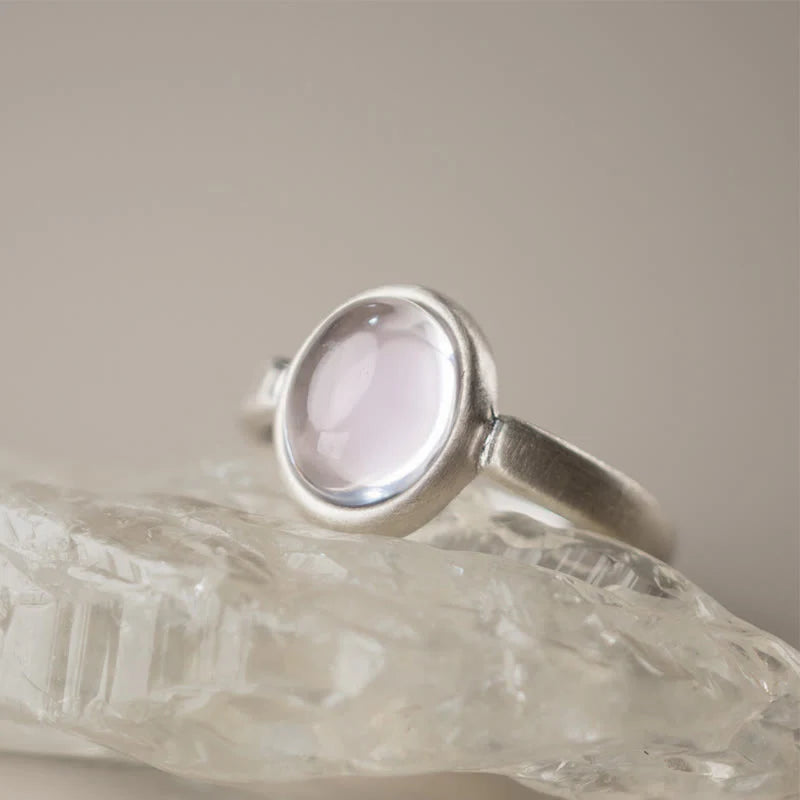 Buddha Stones Natural 925 Sterling Silver Pink CrystalÂ Adjustable Warmth Ring