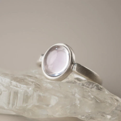 Buddha Stones Natural 925 Sterling Silver Pink CrystalÂ Adjustable Warmth Ring