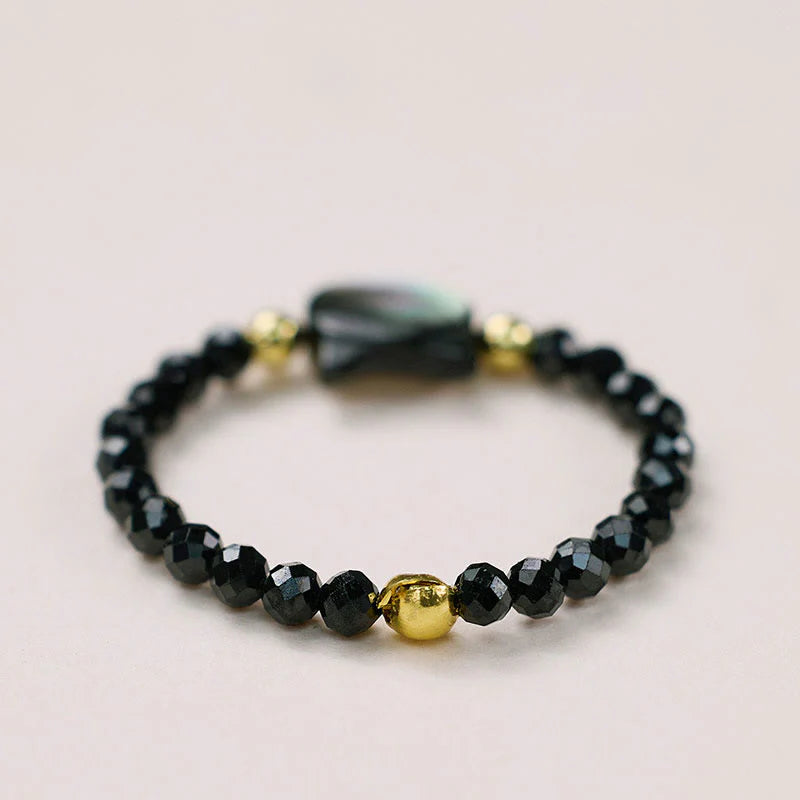 Buddha Stones Natural Tridacna Stone Lovely Cat 14K Gold Plated Blessing Ring