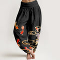 Buddha Stones Pure Cotton Koi Fish Koi Water Ripples Pattern Women's Elastic Waist Harem Pants