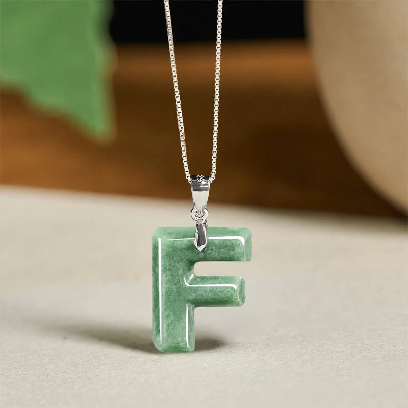 Buddha Stones May You Find Your Own Meaning Natural A-Z Letter Jade 925 Sterling Silver Chain Necklace Includes Gift Message Card