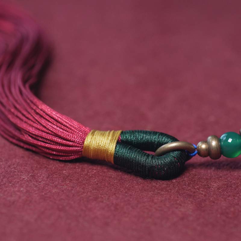 Buddha Stones 108 Mala Beads Bodhi Seed Dzi Bead Peace Tassel Bracelet