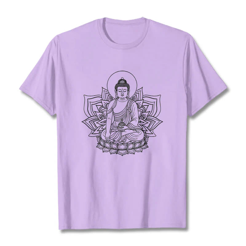Buddha Stones Medicine Buddha Seated On A Lotus Pedestal Tee T-shirt