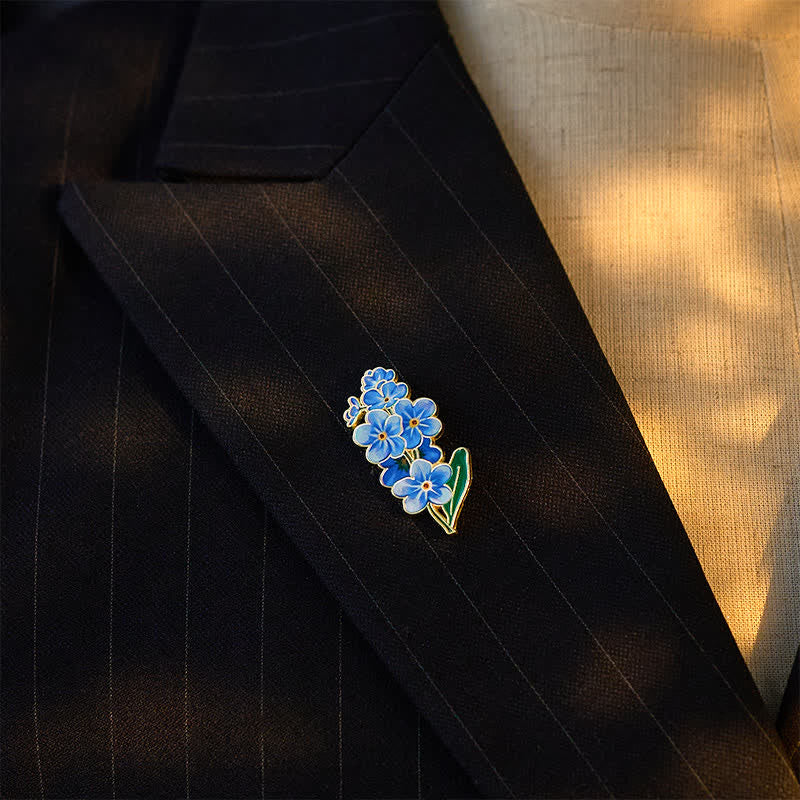Buddha Stones Small Forget-Me-Not Corn Poppy Lily of the Valley Hydrangea Lupine Copper Brooch