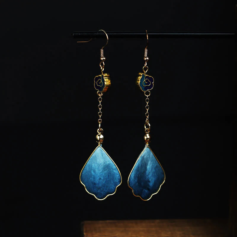 FREE Today: Good Fortune and Blessing Handcrafted Silk Art Petal Dangle Hook Earrings