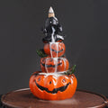 Buddha Stones Halloween Pumpkins Ghost Resin Backflow Smoke Fountain Incense Burner Decoration