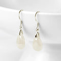 Buddha Stones 925 Sterling Silver Jade Water Drop Pattern Luck Prosperity Dangle Earrings