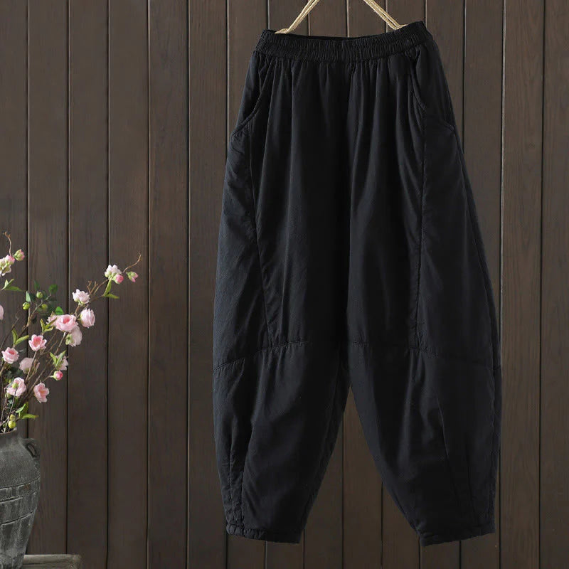 Buddha Stones Plain Warm Women's Harem Pants With Pockets