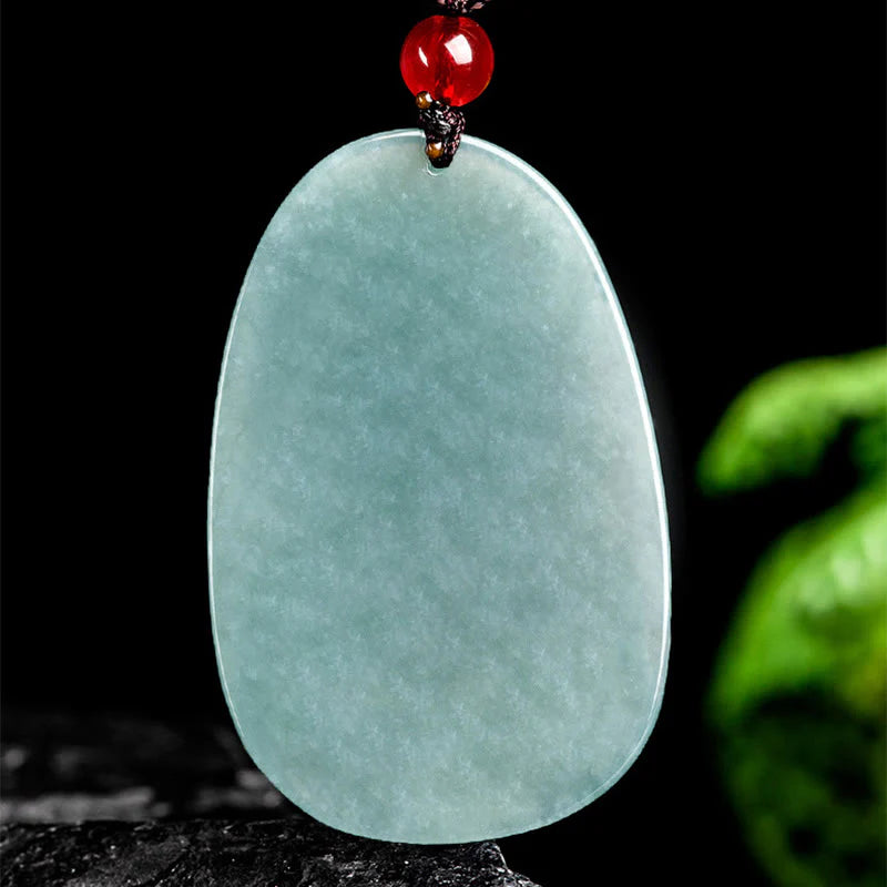 Buddha Stones Natural Green Jade Nine Tailed Fox Flowers Luck Necklace Pendant